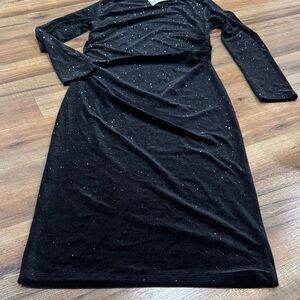 Elegant Black Velvet Glitter Dress